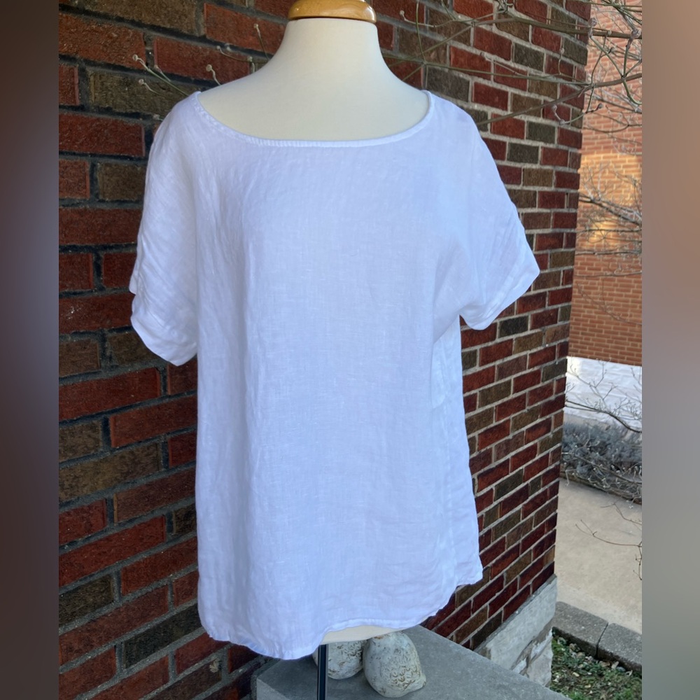 Terzo Millennio Italy 100% Linen White Women's Tunic Top  (Sz M)